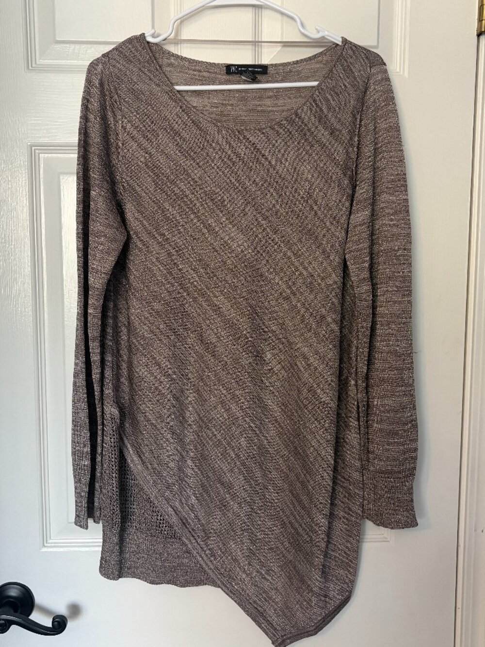 INC International Concepts Shirt Sweater Metallic Asymmetrical Hem Women’s XL